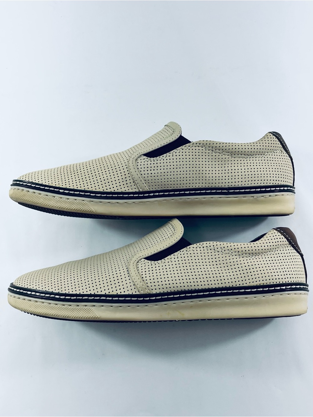 J & M Sheepskin Slip-On Perforated Casual Loafers in Beige /Brown Men’s Size:9 M